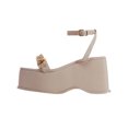 thumbnail image 1 of asdoklhq Womens Slip On Shoes Wide Width,Women's Metal Chain Ankle Buckle Strap Square Toe Platform Mid Heel Roman Sandals, 1 of 3