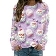thumbnail image 1 of asdoklhq Womens T Shirts Women Christmas Fashion Casual Print Round Neck Loose Long Capless Sweatshirt Sleeve Purple 2X, 1 of 5