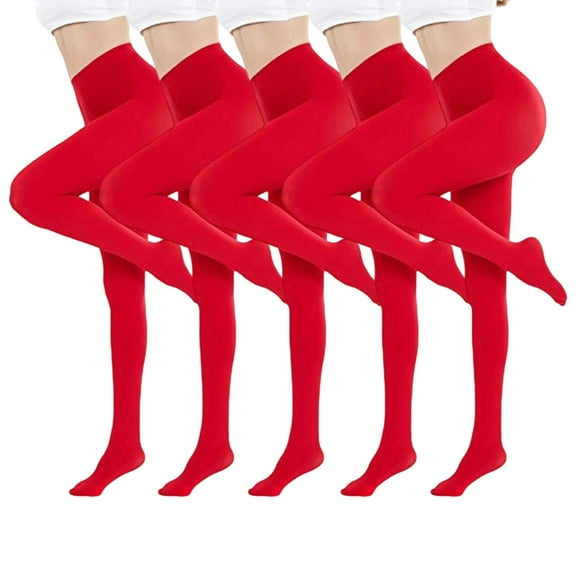 asdoklhq Womens Tights Woman 3PC Large Size and Christmas Candy-colored Tightsparty Clothing Accessories Color Solid Color Jumpsuit Stockings Red L