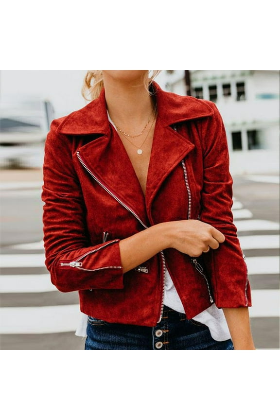 Womens Tops Clearance Under $5,Womens Winter Ladies Vintage Zipper Bomber Jacket Casual Coat Outwear