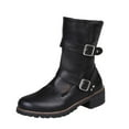 thumbnail image 1 of asdoklhq Womens Waterproof Work Boots,Women Boots Winter Buckle Strap Chunky Heels Slip On Retro Ladies Footwear Shoes, 1 of 8