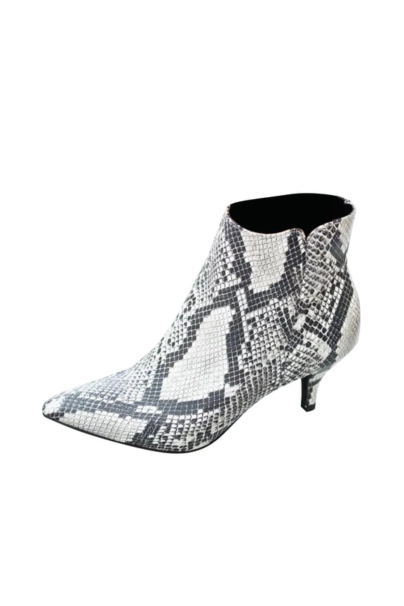 Womens Waterproof Work Boots,Women Shoes Leopard Snake Print Ankle Boots Fine Heels Mid Heel Pointed Side Zip