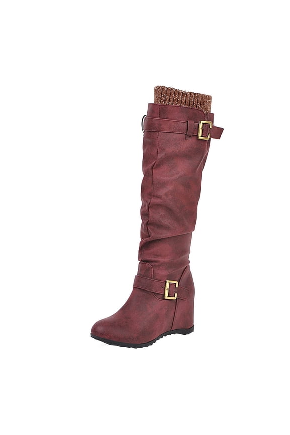 Womens Waterproof Work Boots,foreign Trade Candy Color Patent Leather Ladies Back Zipper Thick Heel Round Toe Over-the-knee Boots