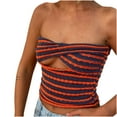 thumbnail image 1 of asdoklhq Womens Workwear Blouses,Women's Stripe Breast Wrap Sleeveless Beautiful Back Knitting Vest Hollow Out Tube Tops, 1 of 9