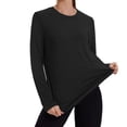thumbnail image 1 of asdoklhq Workout Tops for Women Sports Drying Sun Protection Round-neck Solid Color Long-sleeved Top Black 3X, 1 of 8