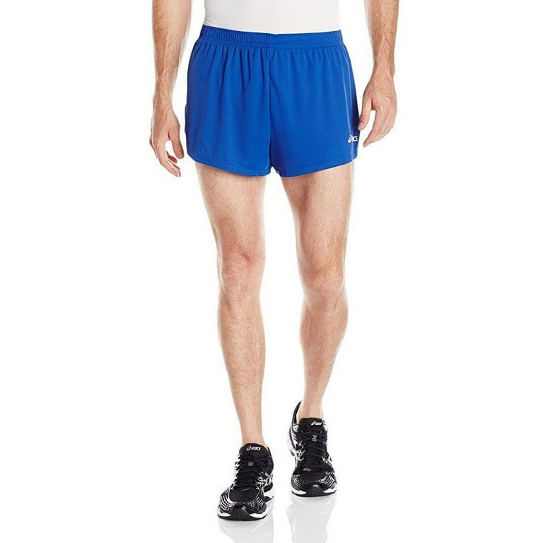 asics mens break through 1 2 split short royal white small
