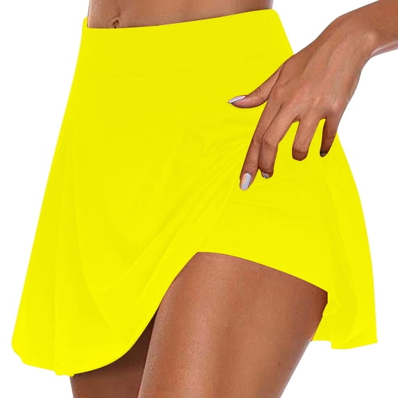 asjyhkr 2 in 1 Athletic Shorts for Women Tennis Skorts Elastic High Waist Flowy Workout Gym Biker Running Shorts