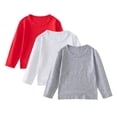 thumbnail image 1 of asjyhkr 3pc Kid Boys Girls Long Sleeve T Shirts Casual Daily Loungewear Fall Basic Undershirt Crewneck Soft Comfy Tops(6-7 Years), 1 of 7