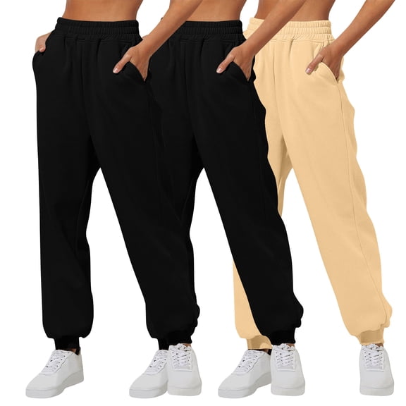 asjyhkr 3pc Sweatpants Women Jogger Elastic Waist Home Outdoor Running Gym Workout Pants with Pockets