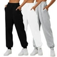 thumbnail image 1 of asjyhkr 3pc Sweatpants Women Jogger Elastic Waist Home Outdoor Running Gym Workout Pants with Pockets, 1 of 4