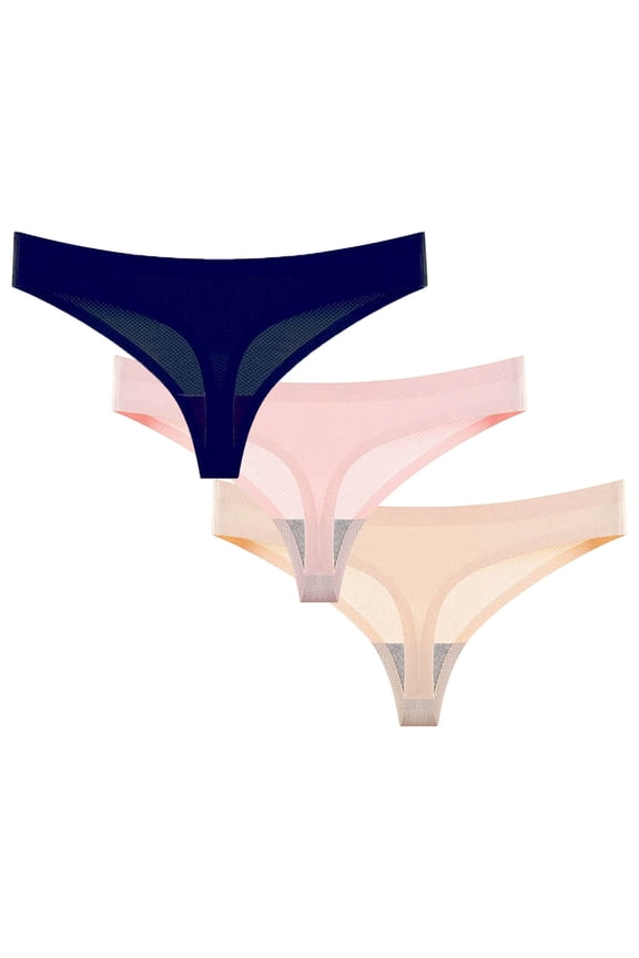 3pc Womens Underwear Low Waist Breathable Brief Quick Drying Soft Comforty Stretch Panties Bikini Bottoms with Multicolor