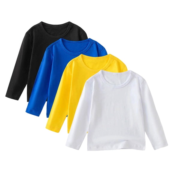 asjyhkr 4pc Kids Clothes Long Sleeve Tees Casual Comfy Basic Layering Fall Winter Soft Daily Home Wear Crewneck Tops(10-11 Years)