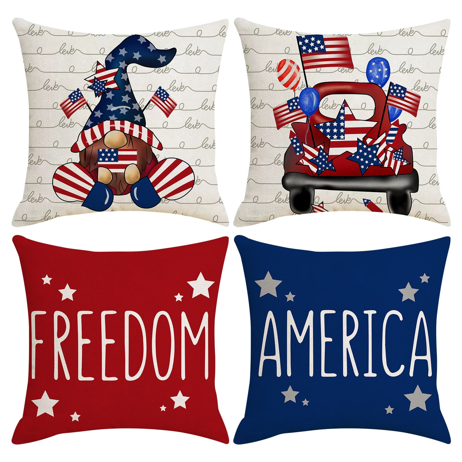 asjyhkr 4th of July Pillow Cover Set Patriotic Dwarf Throw Cushion