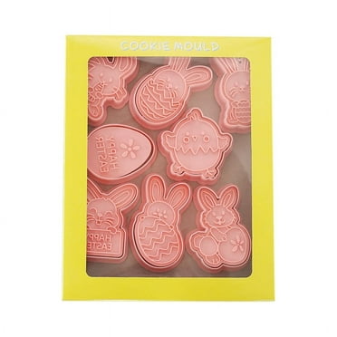 asjyhkr 8 Pieces Easter Cookie Cutters Set 3D Bunny Sugar Cookie Pie Crust Cutters Pastry Fondant Baking Mold Cake Decorative Tool Spring Device for Easter Party Favors