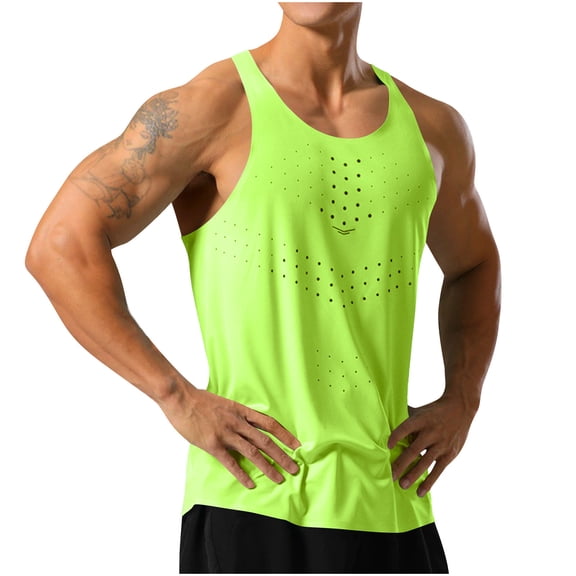 asjyhkr Athletic Tank Tops Men Stretch Mesh Lightweight Crew Neck Sleeveless Gym Running Workout Shirts