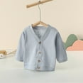 thumbnail image 1 of asjyhkr Baby Boys Girls Long Sleeve V Neck Button down Cardigan Coat 0-2 Years Breathable Soft Comforty Casual Homewear Warm Solid Color Blouses,Size 70-100, 1 of 3