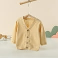 thumbnail image 1 of asjyhkr Baby Boys Girls Long Sleeve V Neck Button down Cardigan Coat 0-2 Years Breathable Soft Comforty Casual Homewear Warm Solid Color Blouses,Size 70-100, 1 of 8