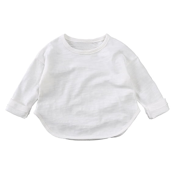 asjyhkr Baby Toddler Boys Girls Crew Neck Long Sleeve Undershirts 1-7 Years Cotton Breathable Casual Solid Color Workout Playing Athletic Tops,Size 90-130