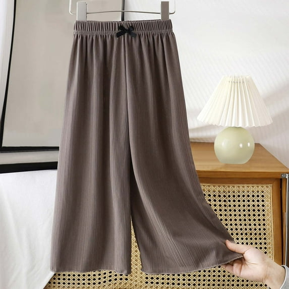 asjyhkr Baby Toddler Kids Girls Bows Front Elastic Waist Wide Leg Pants 1-9 Years Casual Breathable Comforty Hiking Workout Playing Solid Color Pants,Size 80-140
