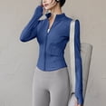 thumbnail image 1 of asjyhkr Blouses for Women Long Sleeve Stand Collar Zipper Cardigan Shirts Stretch Casual Breathable Yoga Gym Workout Tops, 1 of 3