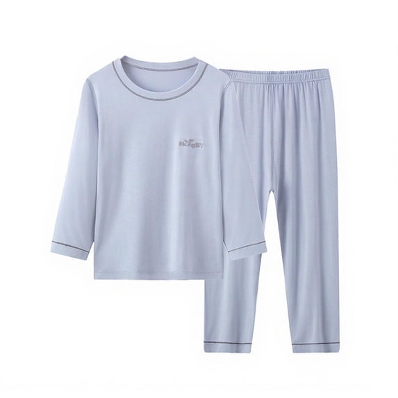 asjyhkr Boys Girls Clothes Home Sets Long Sleeve T-Shirt Basic Long Pants Layering Loungewear Sets for Kids Daily Wear(11-12 Years,Blue)