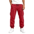 thumbnail image 1 of asjyhkr Boys Jogger Cargo Pants Athletic Gym Elastic Waist Casual Lightweight Kids Youth Daily School Wear Running Pants(12-13 Years,Red), 1 of 7