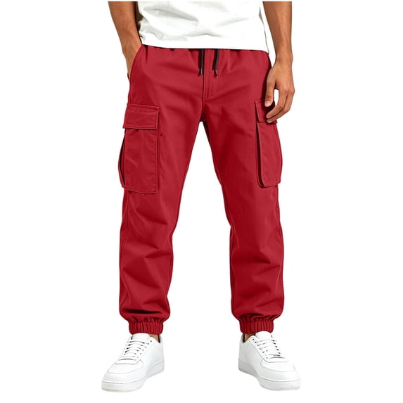 asjyhkr Boys Jogger Cargo Pants Athletic Gym Elastic Waist Casual Lightweight Kids Youth Daily School Wear Running Pants(12-13 Years,Red)