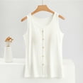 thumbnail image 1 of asjyhkr Built in Bra Tank Tops for Women Button Loose Crew Neck Summer Outfits Daily Casual Loungewear Sleeveless Tops, 1 of 6