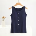 thumbnail image 1 of asjyhkr Built in Bra Tank Tops for Women Button Loose Crew Neck Summer Outfits Daily Casual Loungewear Sleeveless Tops, 1 of 6