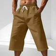 thumbnail image 1 of asjyhkr Capri Pants for Men Casual Linen Cotton Dressy Lightweight Loungewear Summer Beach Vacation Capris, 1 of 6