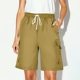 thumbnail image 1 of asjyhkr Cargo Shorts Women Elastic Waist Drawstring Breathable Hiking Camping Work Shorts with Multi Pockets, 1 of 7