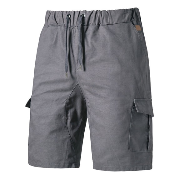 asjyhkr Cargo Shorts for Men Casual Drawstring Elastic Waist Athletic Gym Workout Shorts with Multi-Pockets(XXL,Gray)
