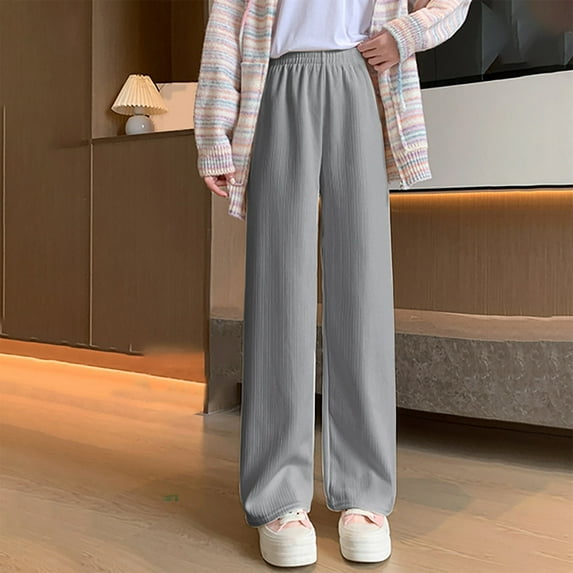 asjyhkr Casual Pants for Women Fleece Lined Elastic Waist Breathable Hiking Gym Outdoor Casual Pants with Pockets