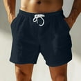 thumbnail image 1 of asjyhkr Cotton Linen Shorts for Men Drawstring Elastic Waist 5 Inch with Pockets Sumemr Casual Beach Shorts, 1 of 6