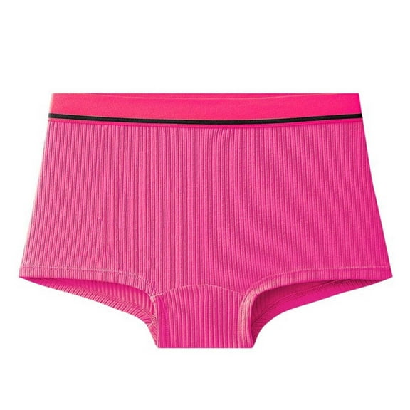 asjyhkr Cotton Underwear for Women Ribbed Breathable Intimates Hipsters Boxer Brief Soft Comforty Trendy Solid Color Ladies Panties