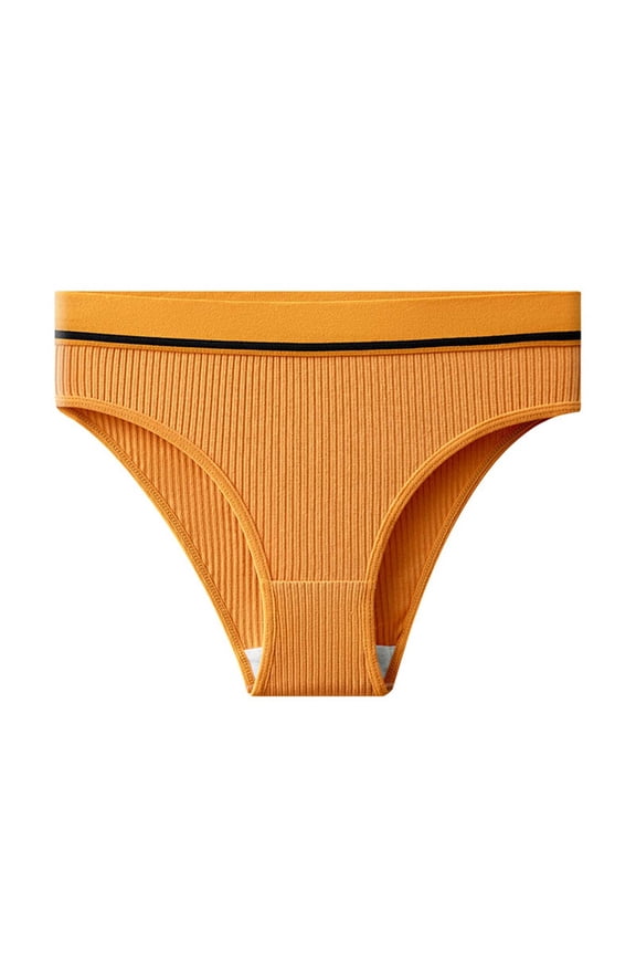 Cotton Underwear for Women Ribbed Workout Brief Breathable Soft Comforty Trendy Seamless Solid Color Ladies Panties