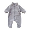 thumbnail image 1 of asjyhkr Fleece Rompers for Kid Boys Girls Full-Zip Jacket Long Sleeve Comfy Fall Winter Thermal Loungewear Bodysuit(3-9 Months,Gray), 1 of 8