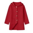 thumbnail image 1 of asjyhkr Girls Boys Coats Button down Hooded Jacket Trench Overcoat Kids Fall Winter Fashion Dress Outerwear with Pockets(14-15 Years,Red), 1 of 8