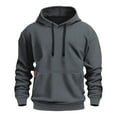 thumbnail image 1 of asjyhkr Hoodies for Men Drawstring Long Sleeve Crew Neck Hooded Shirts Gym Workout Running Pullover with Pocket, 1 of 7