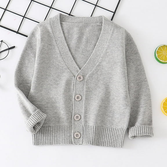 asjyhkr 2-10 Years Kids Girls Long Sleeve Button V Neck Knit Cardigan Sweaters Lightweight Breathable Casual Comforty Solid Color Sweaters Tops,Size 80-140