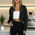 thumbnail image 1 of asjyhkr Hoodies for Women Zipper Hooded Long Sleeve Cardigan Fashion Casual Solid Color Gym Workout Coats with Multi Pockets, 1 of 8