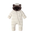 thumbnail image 1 of asjyhkr Kid Boys Girls Puffer Rompers with Footies Fleece Thermal Zip up Jacket Fall Winter Hooded Jumpsuit Daily Wear(18-24 Months,White), 1 of 8