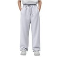thumbnail image 1 of asjyhkr Kids Boys Girls Fleece Drawstring Elastic Waist Sweatpants with Pockets 5-16 Years Casual Breathable Workout Athletic School Playing Solid Color Pants,Size 120-170, 1 of 5