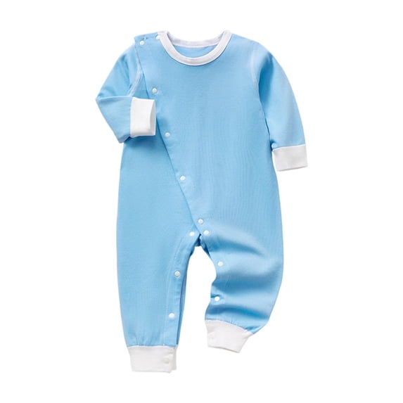 asjyhkr Kids Clothes Boys Girls Rompers Button-Up Lounging Playwear Fall Winter Soft Casual Comfy Bodysuit(9-12 Months,Blue)