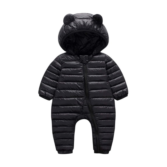 asjyhkr Kids Clothes Outfits Puffer Rompers Fall Winter Zip up Bodysuit Coat Unisex Daily Snowsuit Warm Jumpsuit(6-9 Months,Black)