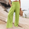 thumbnail image 1 of asjyhkr Linen Pants Women High Waist Wide Leg Jogger Casual Loose Hiking Gym Workout Solid Color Lounge Pants with Pockets, 1 of 9