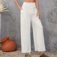thumbnail image 1 of asjyhkr Linen Pants Women Ruffle High Waist Wide Leg Loose Casual Comforty Solid Color Breathable Hiking Workout Beach Pants with Pockets, 1 of 7