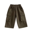 thumbnail image 1 of asjyhkr Little Boy Girls Cargo Pants Elastic Waist Toddler Casual Straight Leg Kids School Wear Workout Pants with Pockets(5-6 Years,Army Green), 1 of 5