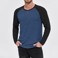 thumbnail image 1 of asjyhkr Long Sleeve Shirt for Men Crew Neck Color Blocked Cotton Fashion Athletic Running Gym Finess Shirt, 1 of 5