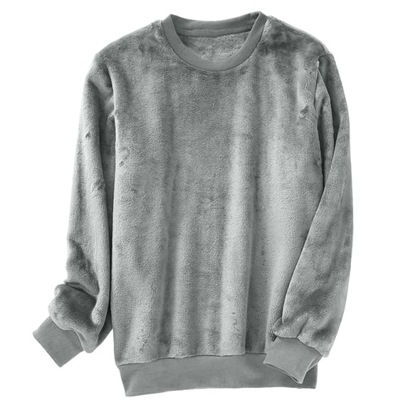 asjyhkr Mens Pajama Shirts Long Sleeve Crew Neck Fleece Pullover Fashion Casual Thermal Breathable Homewear Sleepwear Tops(XX-Large,Dark Gray)